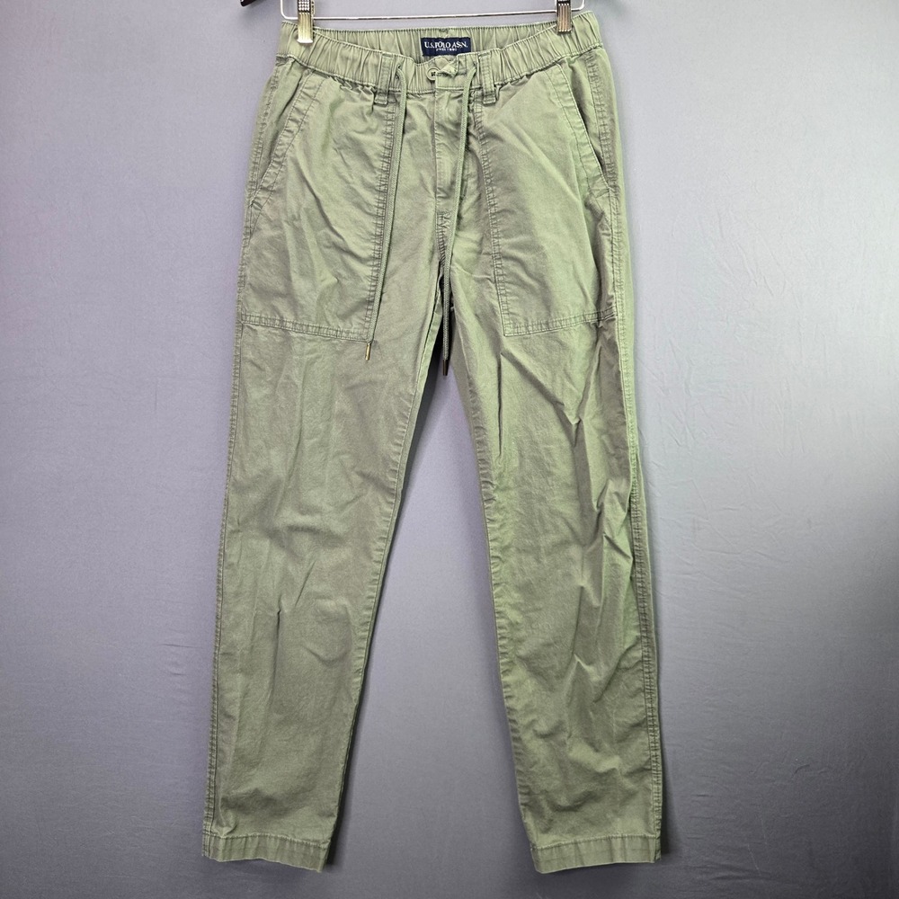 US Polo Assn Jogger Pants Activate Stretch S Green Elastic Waist Chino Utility